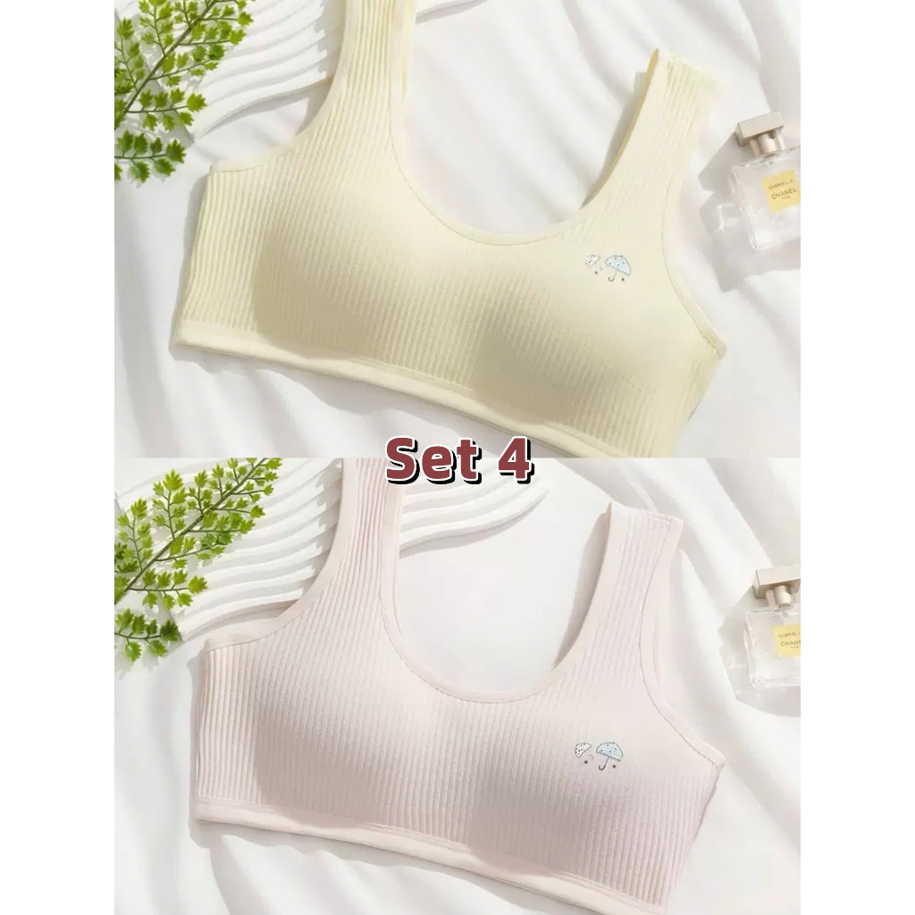 SET 2 - SET 3 - SET 4 Áo lót lá bé gái dậy thì cotton gân mềm mại thoáng khí co giãn 4 chiều cho học sinh [A161]