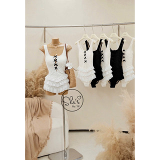 Bikini 1 Mảnh Ren Bèo Tầng Đính Nơ (KHÔNG CÓ MÚT)