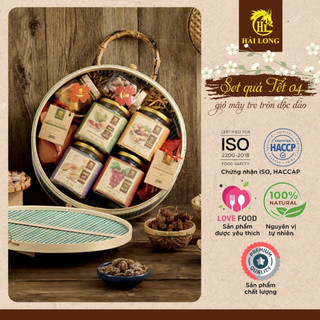 HỘP QUÀ TẾT DINH DƯỠNG SET 04 - GIỎ MÂY TRE TRÒN ĐỘC ĐÁO | HẢI LONG FOOD
