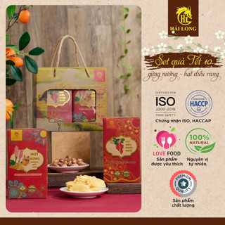 Set Quà Tết 10 – Gừng Nướng Mật Ong & Hạt Điều Rang Muối Hải Long Food | Quà Biếu Gọn Nhẹ, Ý Nghĩa