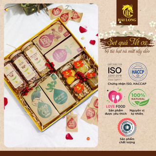 Hộp quà Tết thực phẩm Hải Long Set 2 sang trọng, bộ túi hạt và mứt sấy dẻo đãi khách quý Tết | HẢI LONG