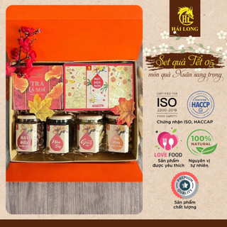 Hộp quà Tết thực phẩm Hải Long Set 5 hộp giấy mỹ thuật, món quà Xuân sang trọng đẳng cấp cao quý | HẢI LONG