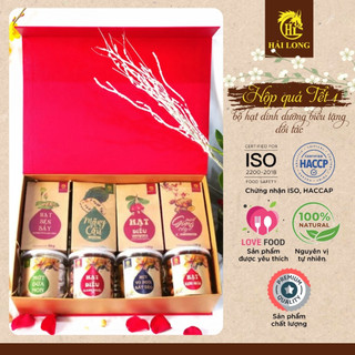Hộp quà Tết thực phẩm Hải Long Set 1 vali đỏ sang, bộ hạt dinh dưỡng biếu tặng đối tác lớn quý | HẢI LONG