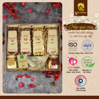 Hộp Quà Tết Cao Cấp Set 05A - Combo Hạt Dinh Dưỡng & Mứt Trái Cây Sấy Đặc Sản | Hải Long Food