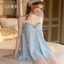 set đồ ngụ lụa voan blue