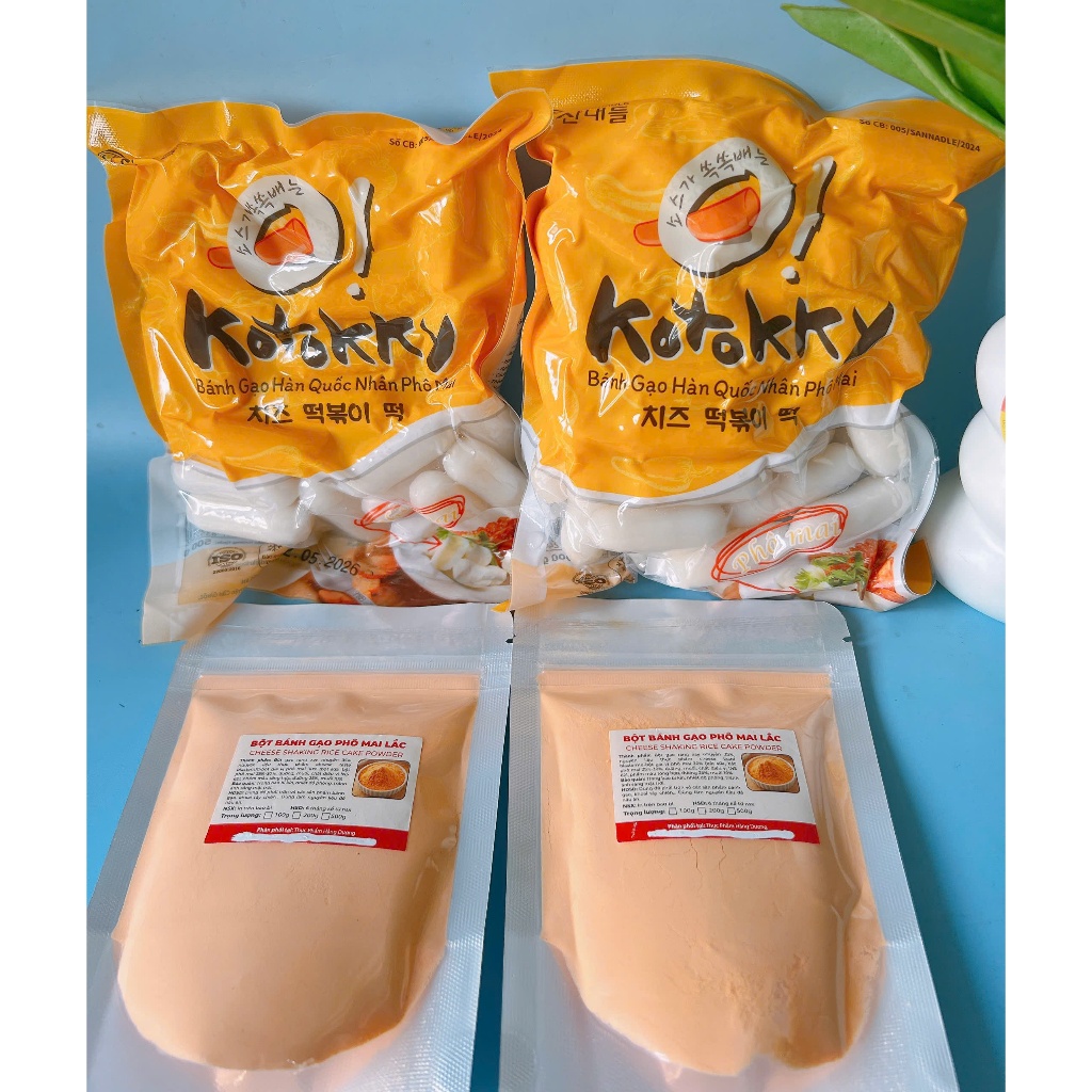 Combo 500g Bánh gạo KoTokky nhân phô mai kèm 100g Bột phô mai lắc
