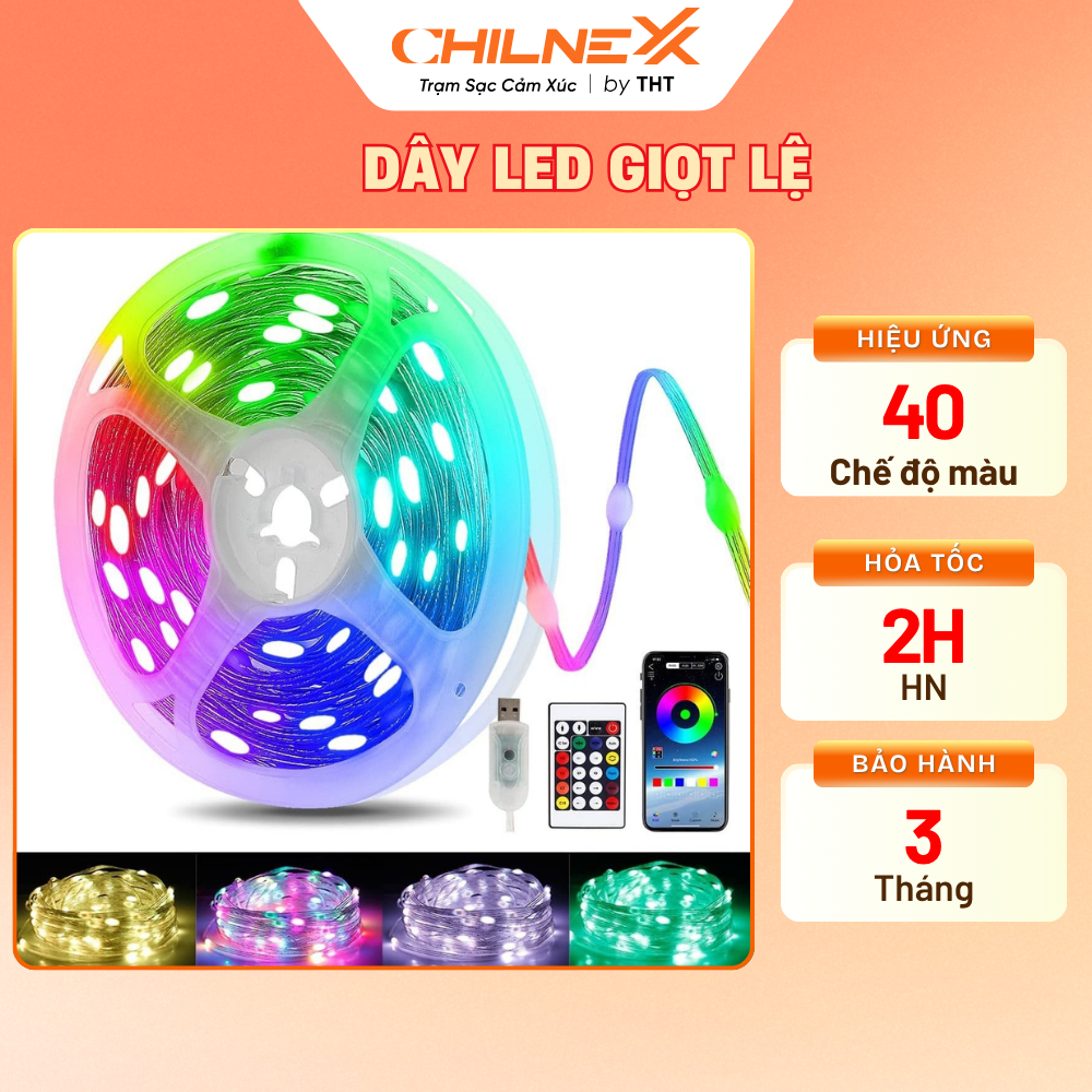 Đèn LED Giọt Lệ RGB CHILNEX  Where Feelings Recharge  nháy theo nhạc sử dụng trên điện thoại điều khiển trang trí nhà p