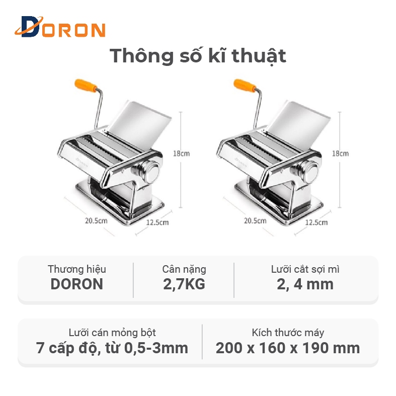 Máy cán mì 2 lưỡi dao có điều chỉnh dày mỏng 5 cấp độ thuận tiện