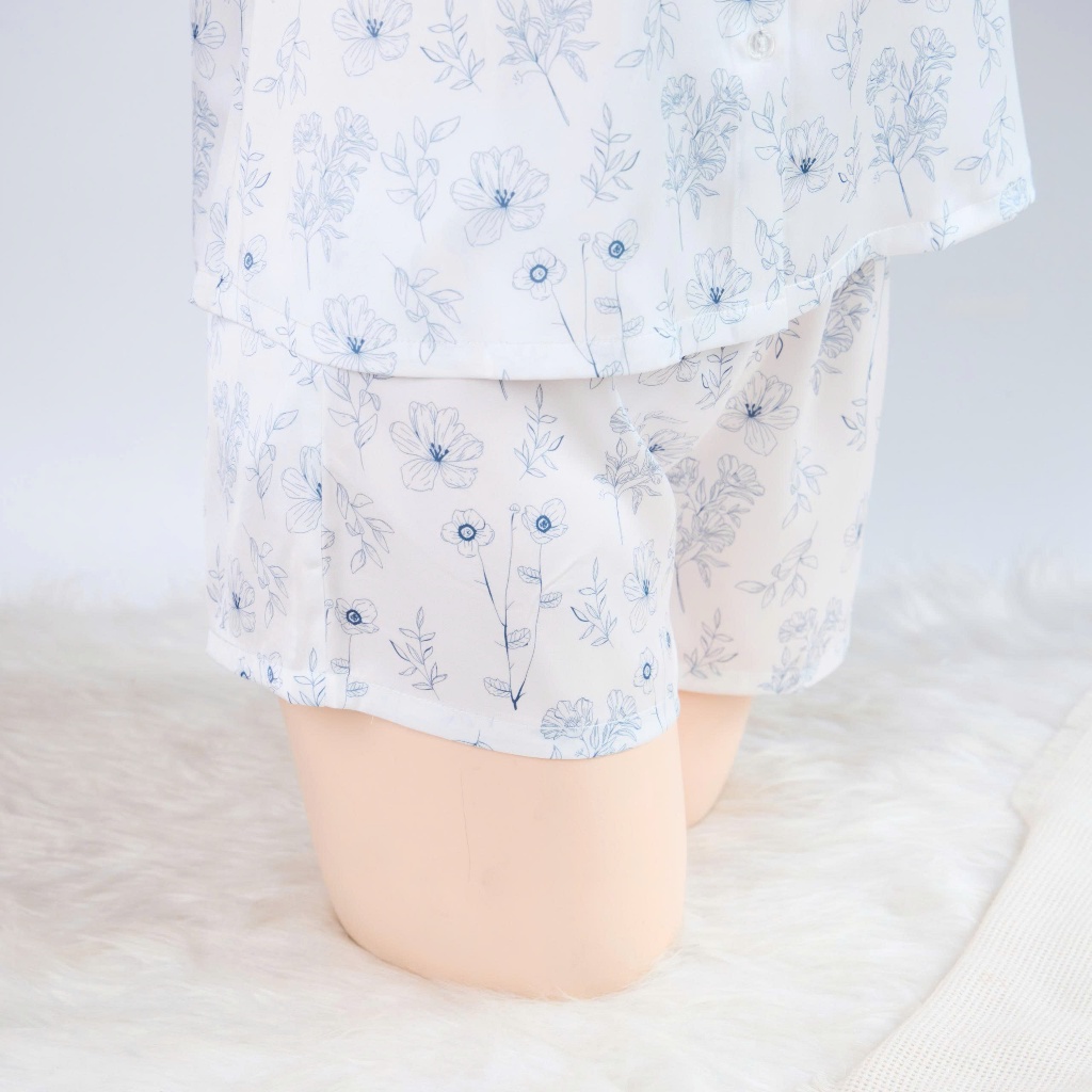 Bộ Mặc Nhà Loirechic FDMN260385 Chất Lụa Pháp Họa Tiết Hoa
