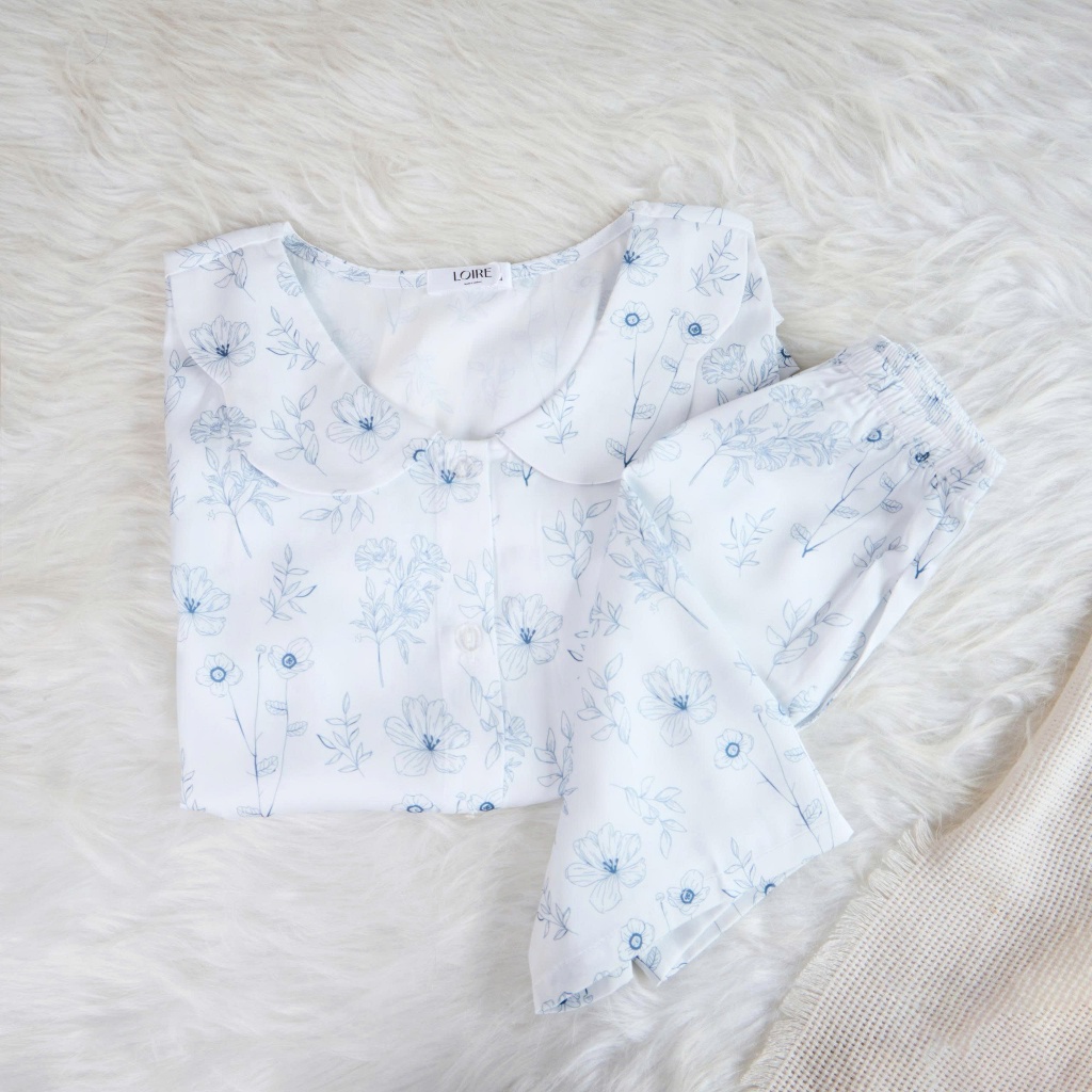Bộ Mặc Nhà Loirechic FDMN260385 Chất Lụa Pháp Họa Tiết Hoa