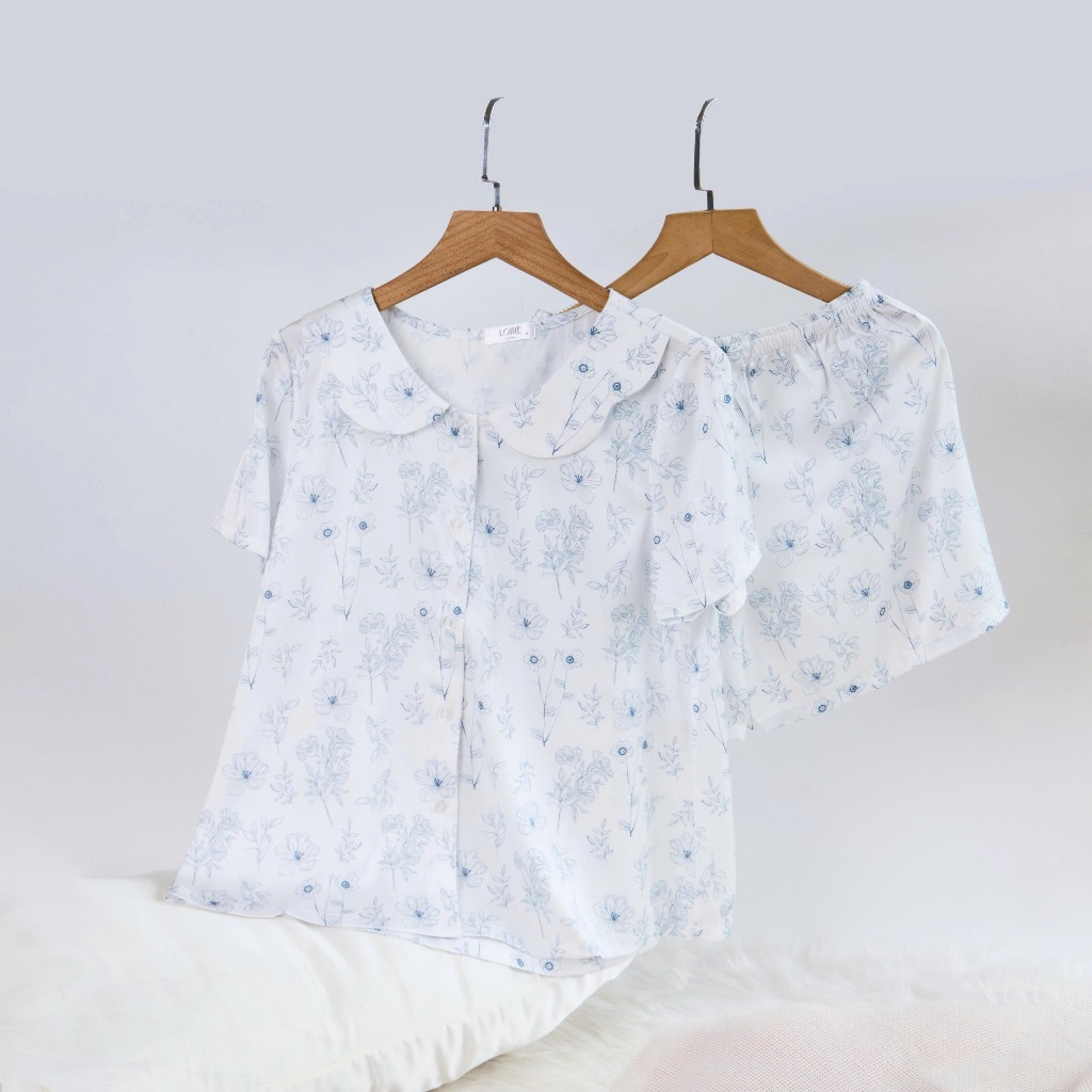 Bộ Mặc Nhà Loirechic FDMN260385 Chất Lụa Pháp Họa Tiết Hoa