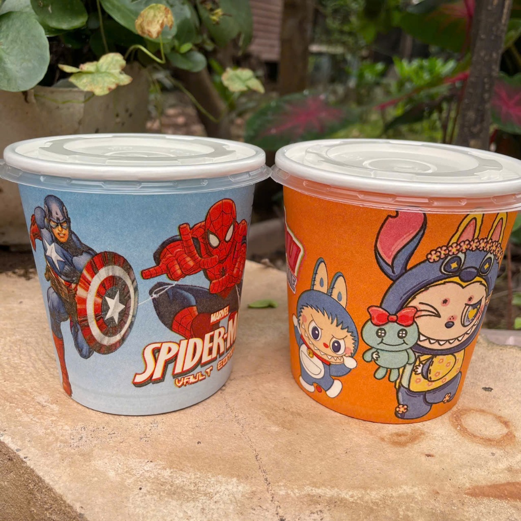 50 Tô Bát Giấy 360ml ,480ml Có Nắp, In Họa Tiết Siêu Đẹp Dùng 1 Lần Đựng Kem, Cháo Dinh Dưỡng