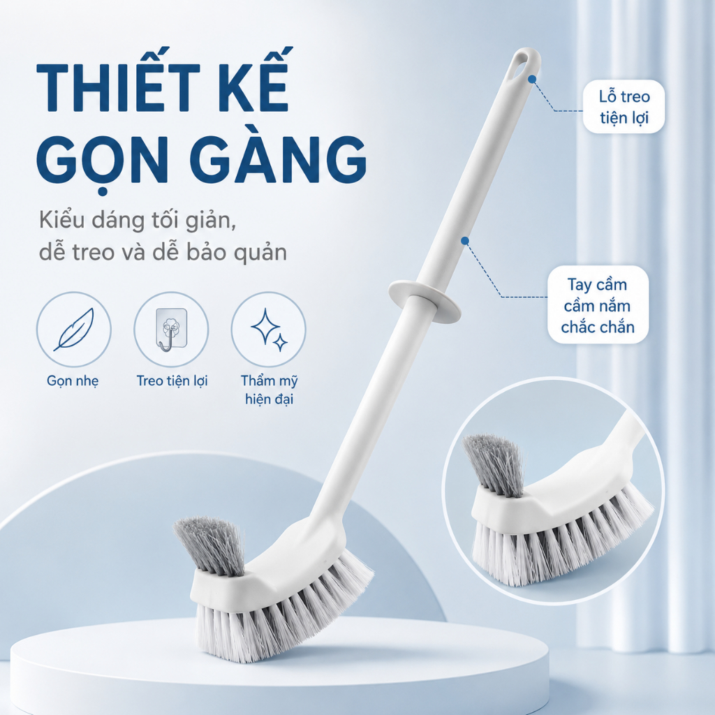 Cọ Bồn Cầu Chổi Cọ Toilet 2 Đầu Nhà Tắm Tiện Lợi, Dụng Cụ Chà Nhà Vệ Sinh Chất Liệu Nhựa Cao Cấp