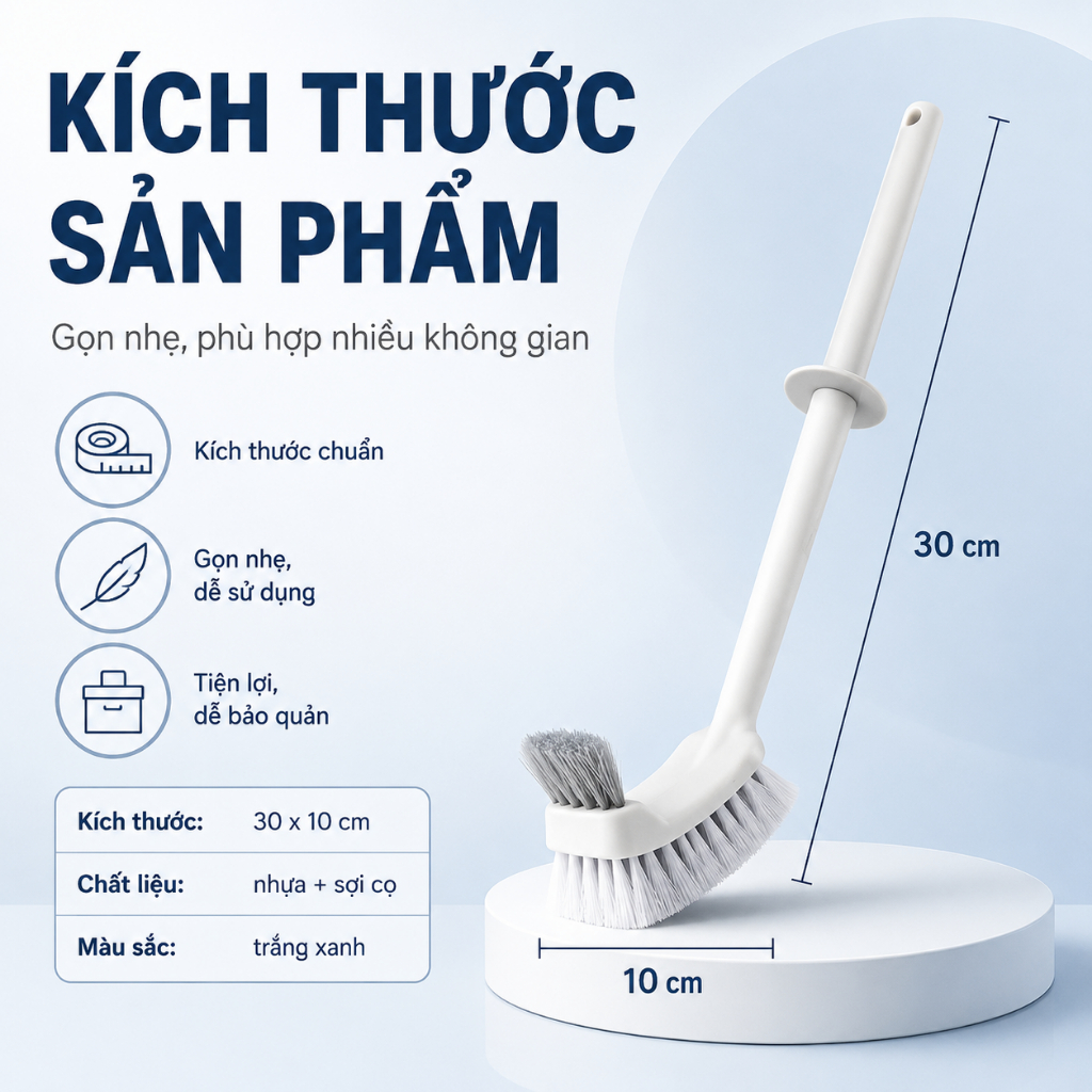 Cọ Bồn Cầu Chổi Cọ Toilet 2 Đầu Nhà Tắm Tiện Lợi, Dụng Cụ Chà Nhà Vệ Sinh Chất Liệu Nhựa Cao Cấp