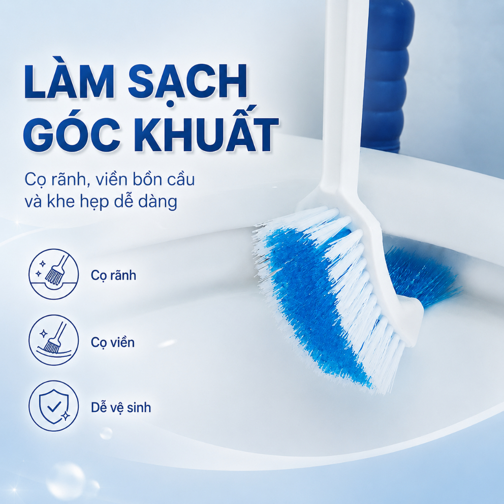 Cọ Bồn Cầu Chổi Cọ Toilet 2 Đầu Nhà Tắm Tiện Lợi, Dụng Cụ Chà Nhà Vệ Sinh Chất Liệu Nhựa Cao Cấp