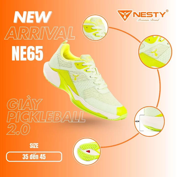 [NE65] Giày Pickleball NESTY – Êm Nhẹ, Bám Sân Tốt, Thoáng Khí ( KO1 )