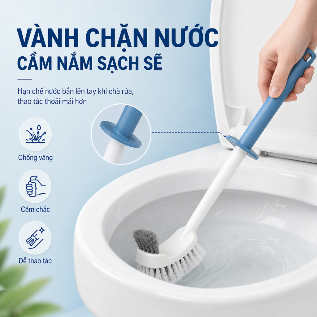Bàn Chải Cọ Toilet Hai Đầu, Len Lỏi Từng Khe Rãnh, Dụng Cụ Cọ Vệ Sinh Bồn Cầu, Nhà Tắm, Tay Cầm Dài