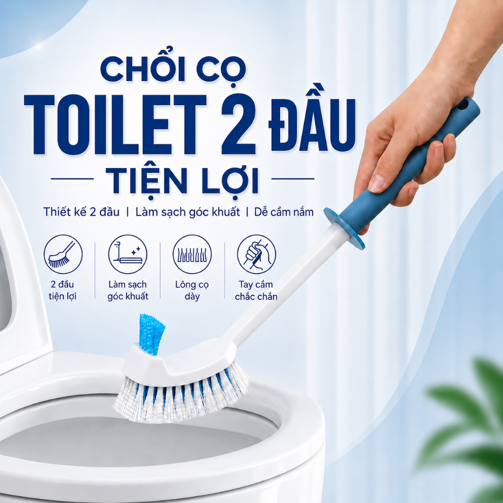 Bàn Chải Cọ Toilet Hai Đầu, Len Lỏi Từng Khe Rãnh, Dụng Cụ Cọ Vệ Sinh Bồn Cầu, Nhà Tắm, Tay Cầm Dài