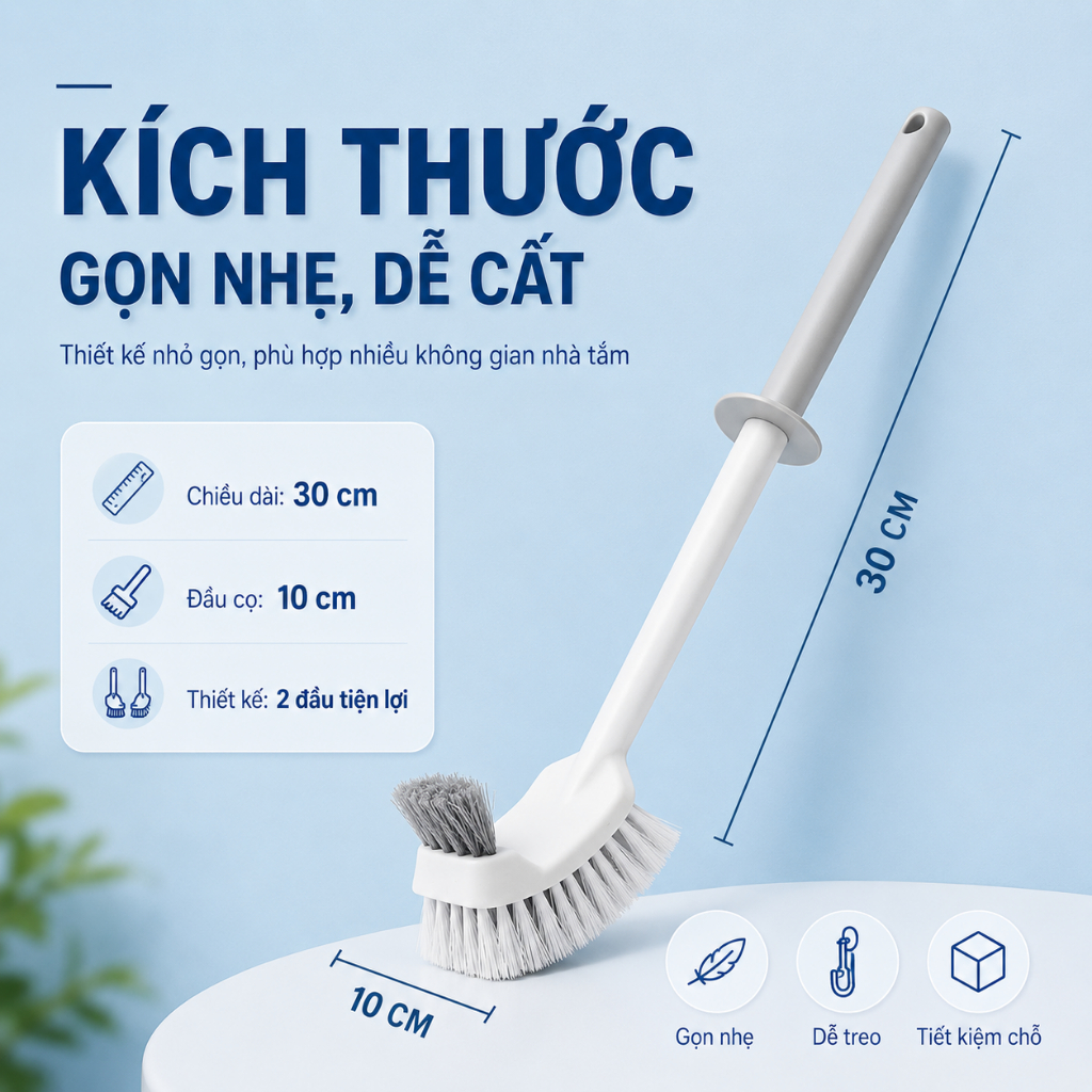 Bàn Chải Cọ Toilet Hai Đầu, Len Lỏi Từng Khe Rãnh, Dụng Cụ Cọ Vệ Sinh Bồn Cầu, Nhà Tắm, Tay Cầm Dài