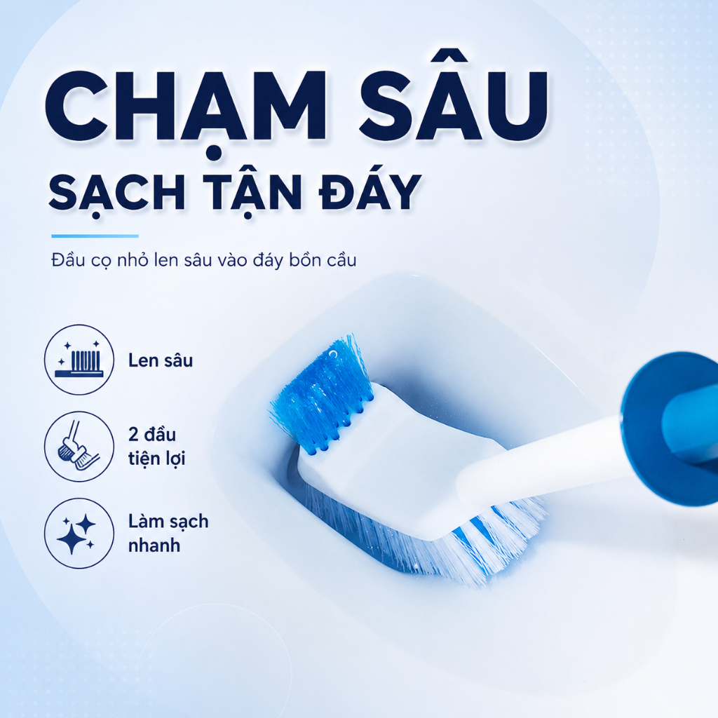 Bàn Chải Cọ Toilet Hai Đầu, Len Lỏi Từng Khe Rãnh, Dụng Cụ Cọ Vệ Sinh Bồn Cầu, Nhà Tắm, Tay Cầm Dài