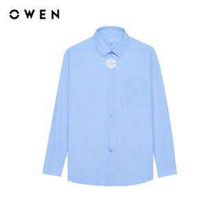 Owen - Áo sơ mi dài tay Regular Fit AR260048DT màu Xanh nhạt chất liệu Knit cao cấp