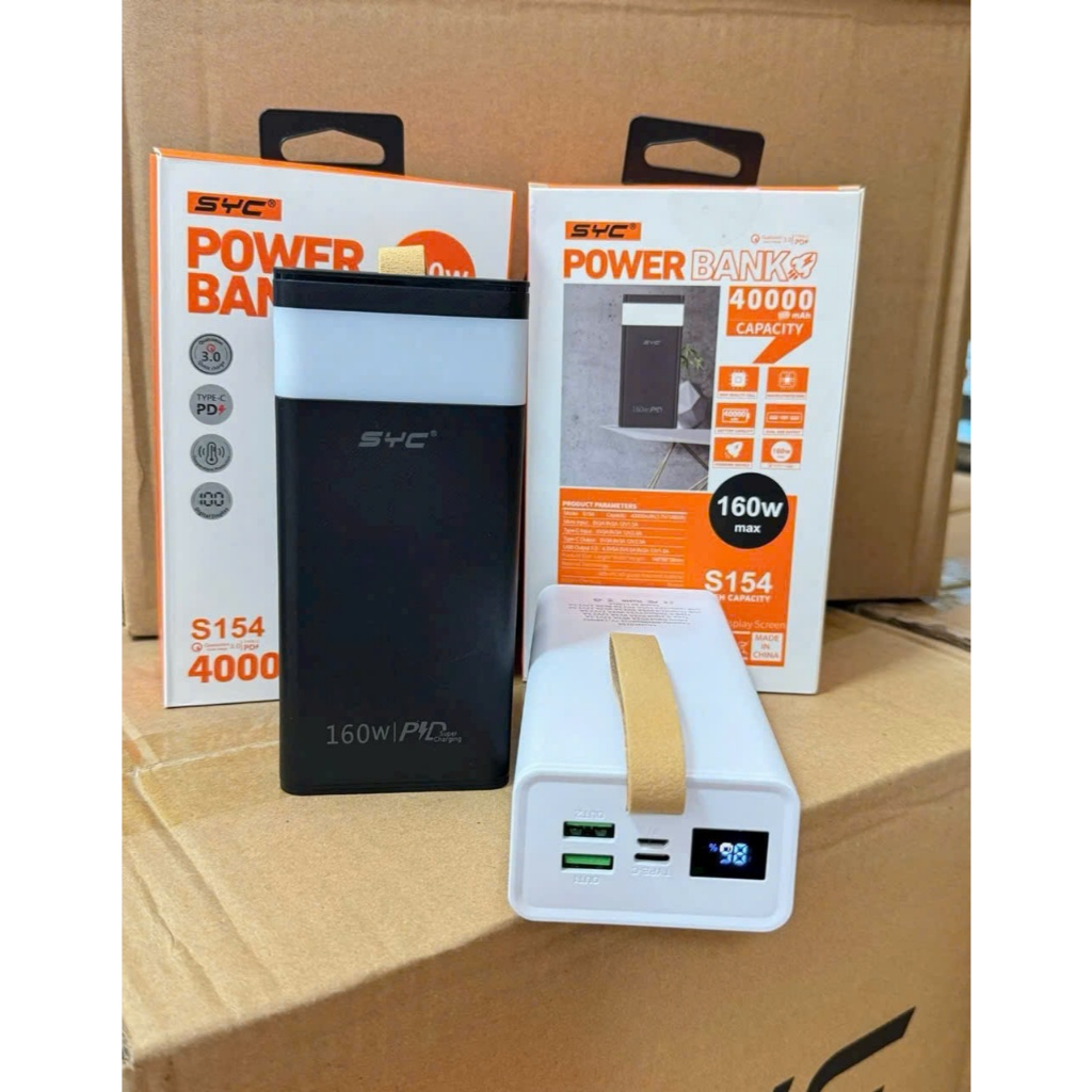 Sạc Dự Phòng SYC S154 40000mAh PD 160W Màn Hình LED Hiển Thị Pin Chống Cháy An Toàn
