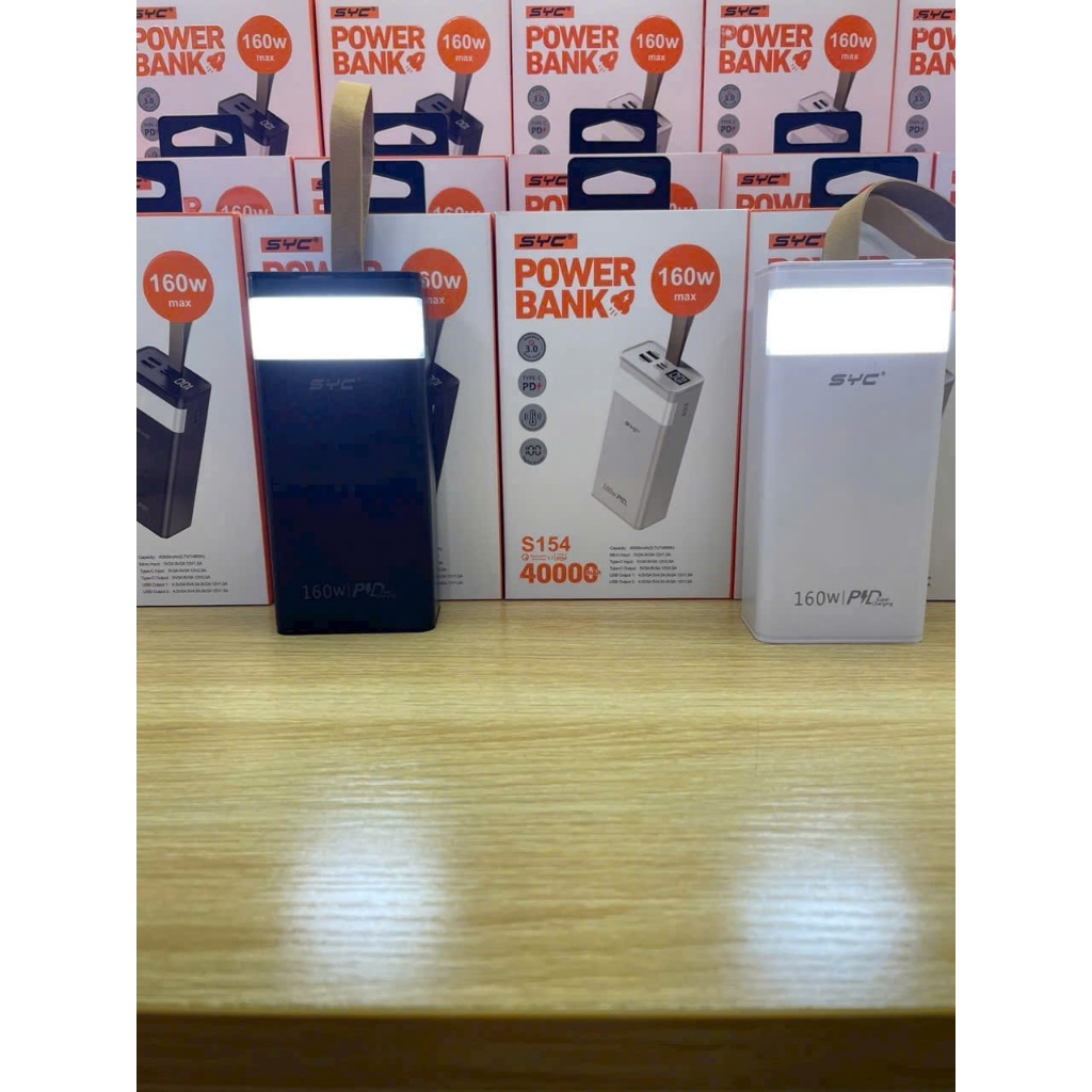 Sạc Dự Phòng SYC S154 40000mAh PD 160W Màn Hình LED Hiển Thị Pin Chống Cháy An Toàn