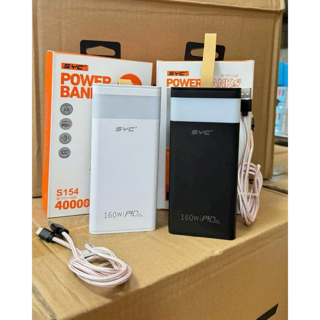 Sạc Dự Phòng SYC S154 40000mAh PD 160W Màn Hình LED Hiển Thị Pin Chống Cháy An Toàn