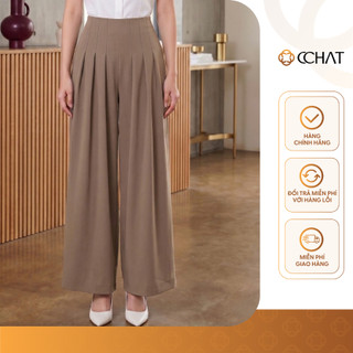 Quần Ống Rộng 𝐂𝐂𝐇𝐀𝐓 Dáng Suông Ease Line Cạp Liền Chất Liệu Tuytsi Cao Cấp 16QDS2042ST