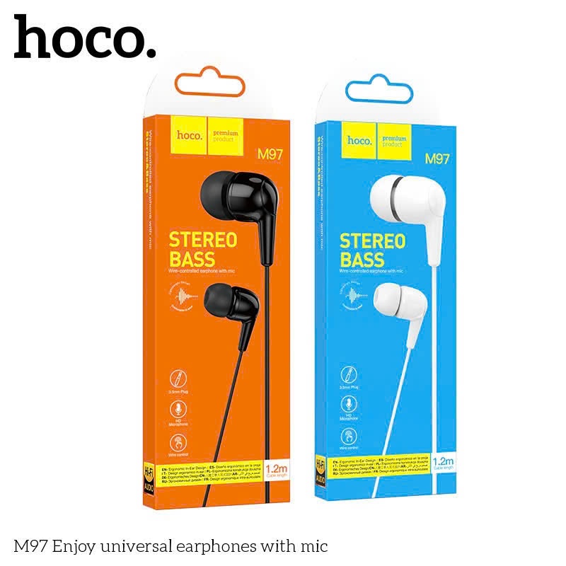 Tai Nghe Có Dây Hoco M97 Enjoy Universal Jack 3.5mm Có Mic Âm Bass Mạnh Tương Thích Android iPhone