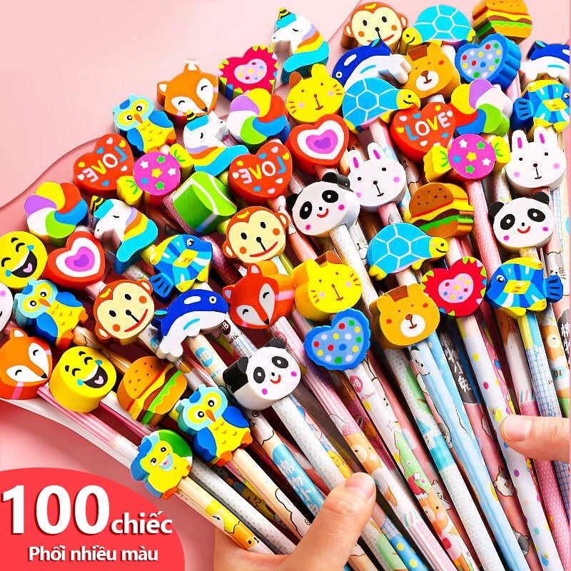 Bút Chì Cute Cho Bé Lớp 1 Học Tập Luyện Chữ HB, Chất Liệu Gỗ Cao Cấp, Đầu Tẩy Hoạt Hình Ngộ Nghĩnh, Dụng Cụ Học Tập Tiện