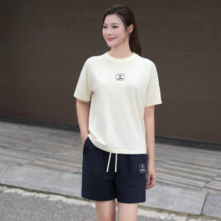 Bộ quần áo Nữ GUNO cổ tròn tay phối sọc Vải Cotton thoáng mát năng động 26BG47