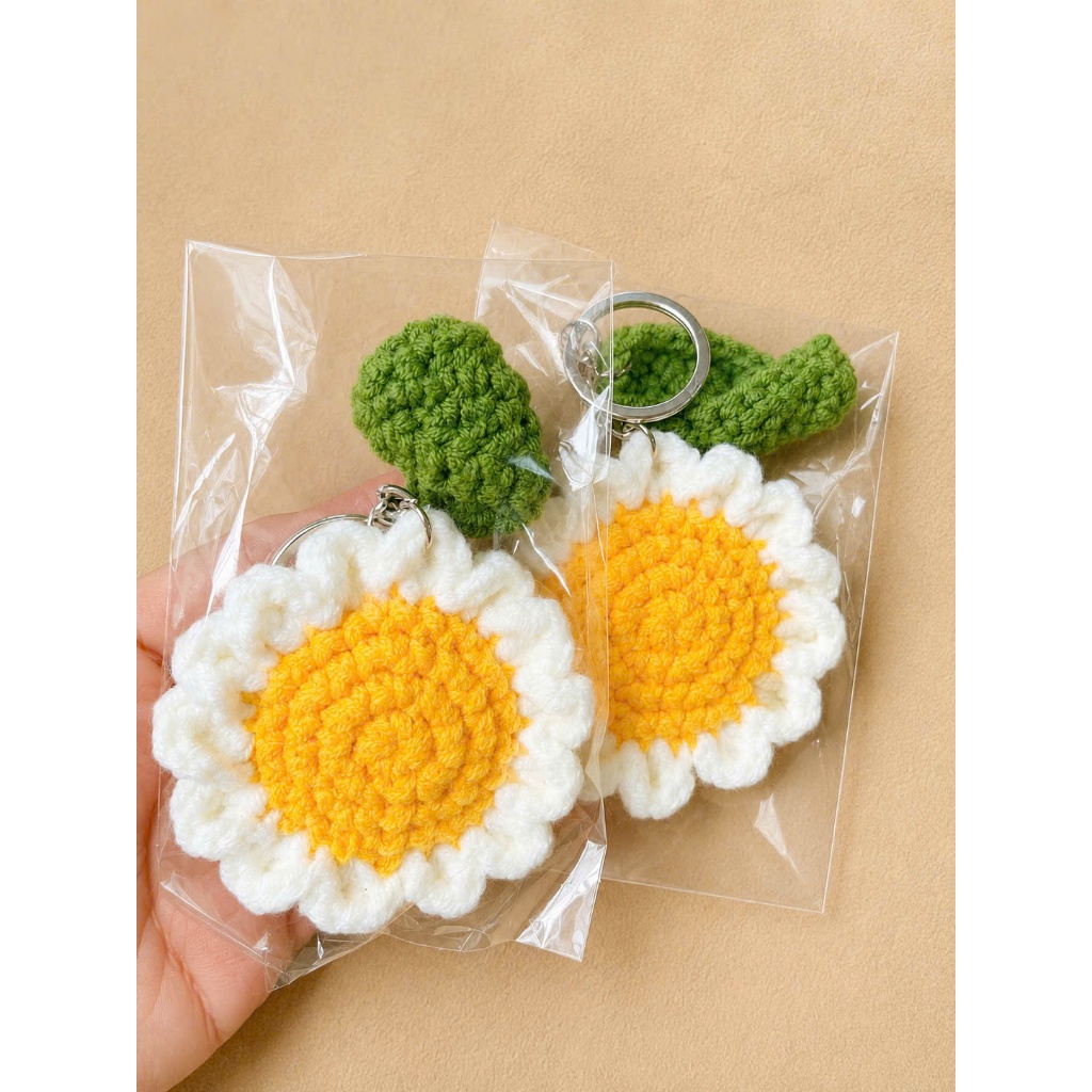 Móc khóa hoa cúc hoa hướng dương móc khóa handmade đồ thủ công quà tặng