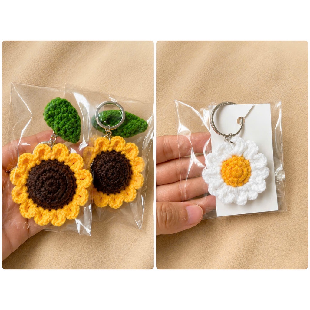 Móc khóa hoa cúc hoa hướng dương móc khóa handmade đồ thủ công quà tặng