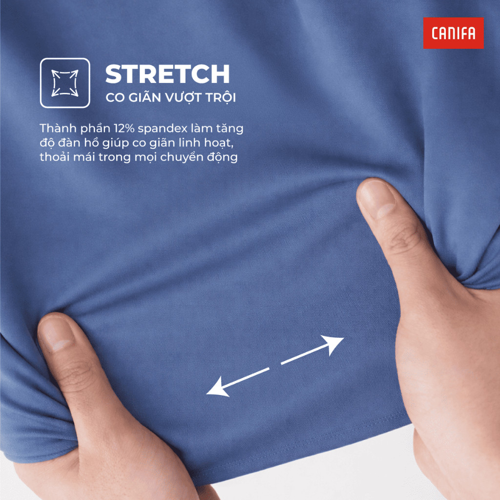 Áo phông active nam CANIFA cổ tròn ngắn tay, chất liệu co giãn thoải mái hoạt động thể thao | Wicking CANIFA 8TS26S005
