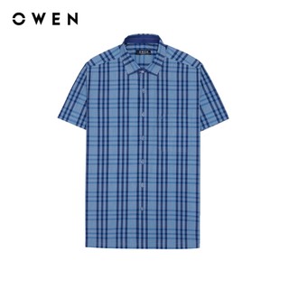 Owen - Áo sơ mi ngắn tay Body Fit AB263004NT màu Xanh tím than chất liệu Bamboo poly