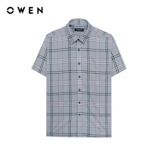 Owen - Áo sơ mi ngắn tay Body Fit AB260098NT màu Xám chất liệu Bamboo poly