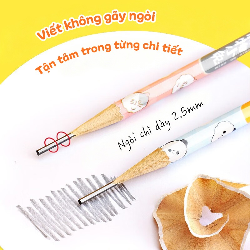Bút Chì Cho Học Sinh Văn Phòng Học Tập Kèm Tẩy Luyện Chữ HB, Gỗ Tự Nhiên, Đầu Tẩy Dễ Thương, Set 30-100 Cây, Giá Siêu Rẻ