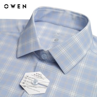 Owen - Áo sơ mi ngắn tay Body Fit AB260047NT màu Xanh nhạt chất liệu Knit cao cấp