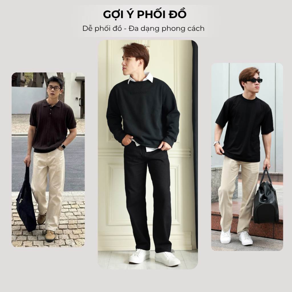 Quần kaki nam CREMA BAMI HOME, quần dài kaki ống suông basic, chất vải dày dặn, chuẩn form QK14 | BigBuy360 - bigbuy360.vn