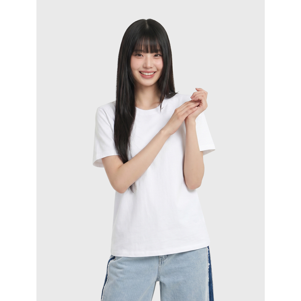 Áo phông nữ CANIFA áo thun cotton cổ tròn trơn form rộng dáng cơ bản PS26 6TS26A003