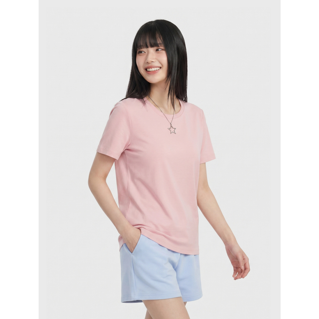 Áo phông nữ CANIFA áo thun cotton cổ tròn trơn form rộng dáng cơ bản PS26 6TS26A003