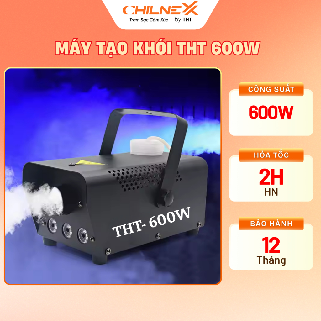 Máy Tạo Khói 600W CHILNEXX phun khói có led rgb phù hợp sân khấu sự kiện phòng karaoke sử dụng kèm đèn quét tia laser