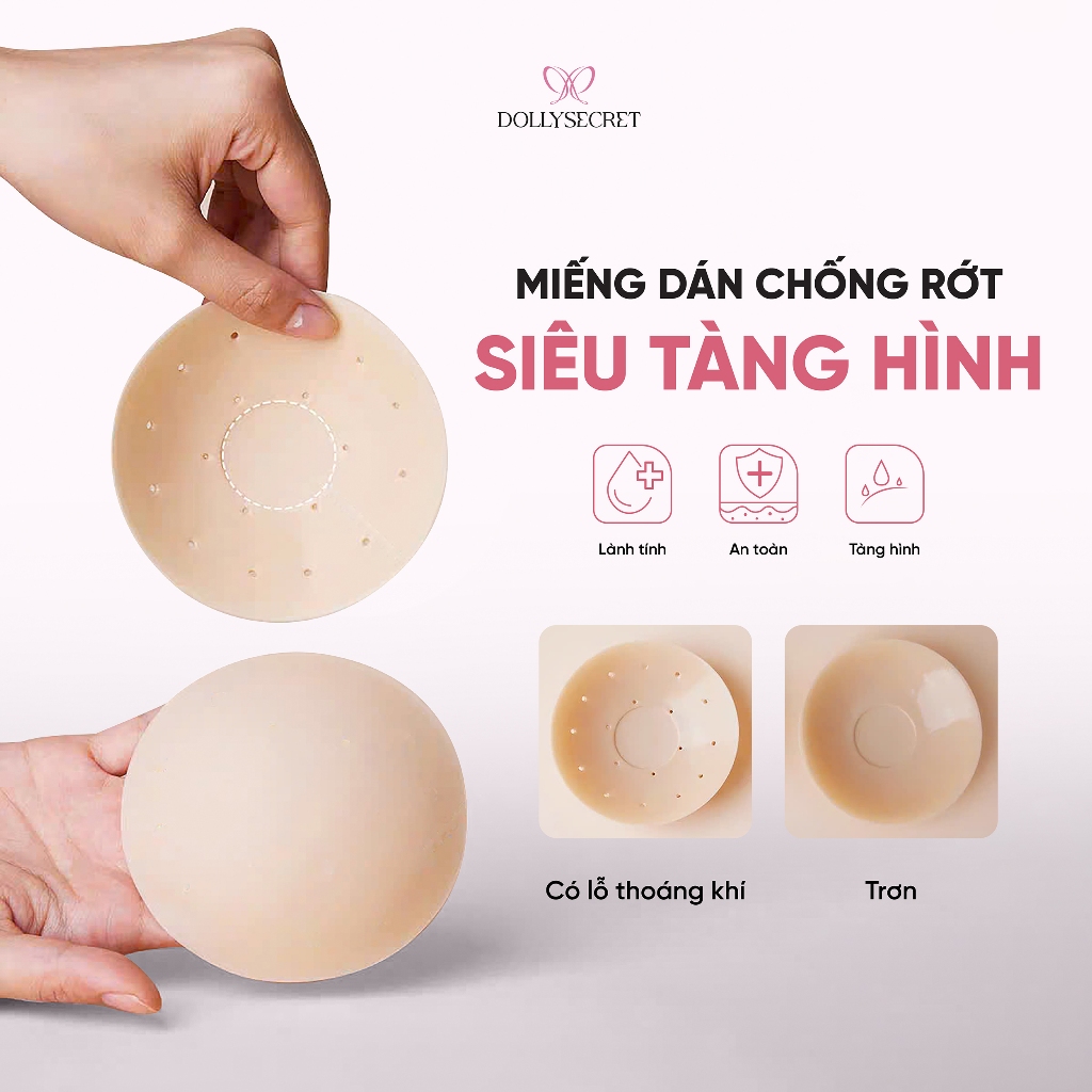 [BS] Miếng Dán Ngực Chống Rớt Tàng Hình  DOLLYSECRET Hydrogel Lô Hội Bảo Vệ Nhũ Hoa Tái Sử Dụng Nhiều Lần D15
