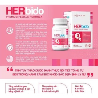 Viên uống Nội Tiết Tố Nữ HERBIDO - Giúp tăng cường sinh lý nữ giới, bổ thận (Hộp 60 viên)