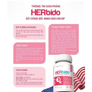 Viên uống Nội Tiết Tố Nữ HERBIDO - Giúp tăng cường sinh lý nữ giới, bổ thận (Hộp 60 viên)