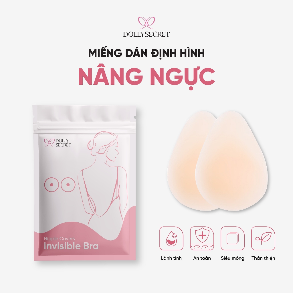 [BS] Miếng Dán Thiết Kế Giọt Nước Không Lộ Viền Nâng Ngực DOLLYSECRET Tái Sử Dụng Nhiều Lần D17