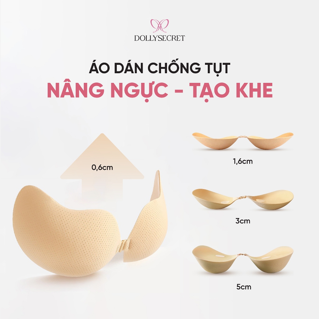 [BS] Áo Dán Ngực Dáng Xoài Chống Tụt Độn Ngực Tạo Khe Hydrogel Lô Hội Tái Sử Dụng Nhiều DOLLYSECRET