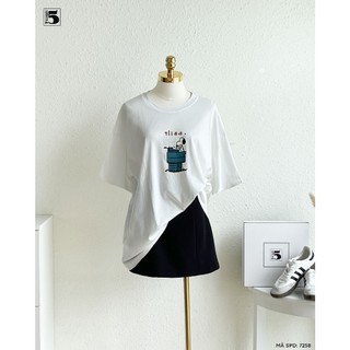 Áo Phông Nữ Twentyfive Thiết Kế Cổ Tròn In Hình, Phom Rộng Oversize Năng Động Cá Tính 7258