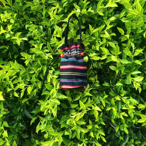 Túi rút mỹ phẩm thổ cẩm Êđê dáng đứng có quai xách handmade